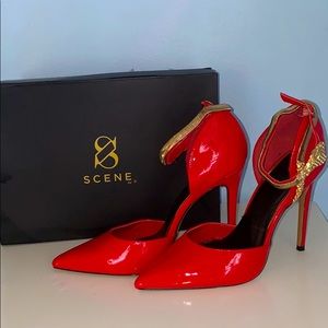 ARMELLE by Scene Weaver Red Patten Leather heel
